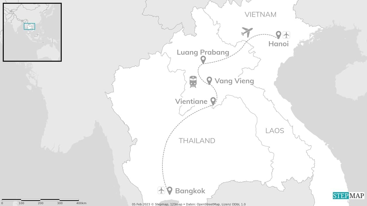2 for 1 Laos: Nature Escape trifft Bangkok & Hanoi