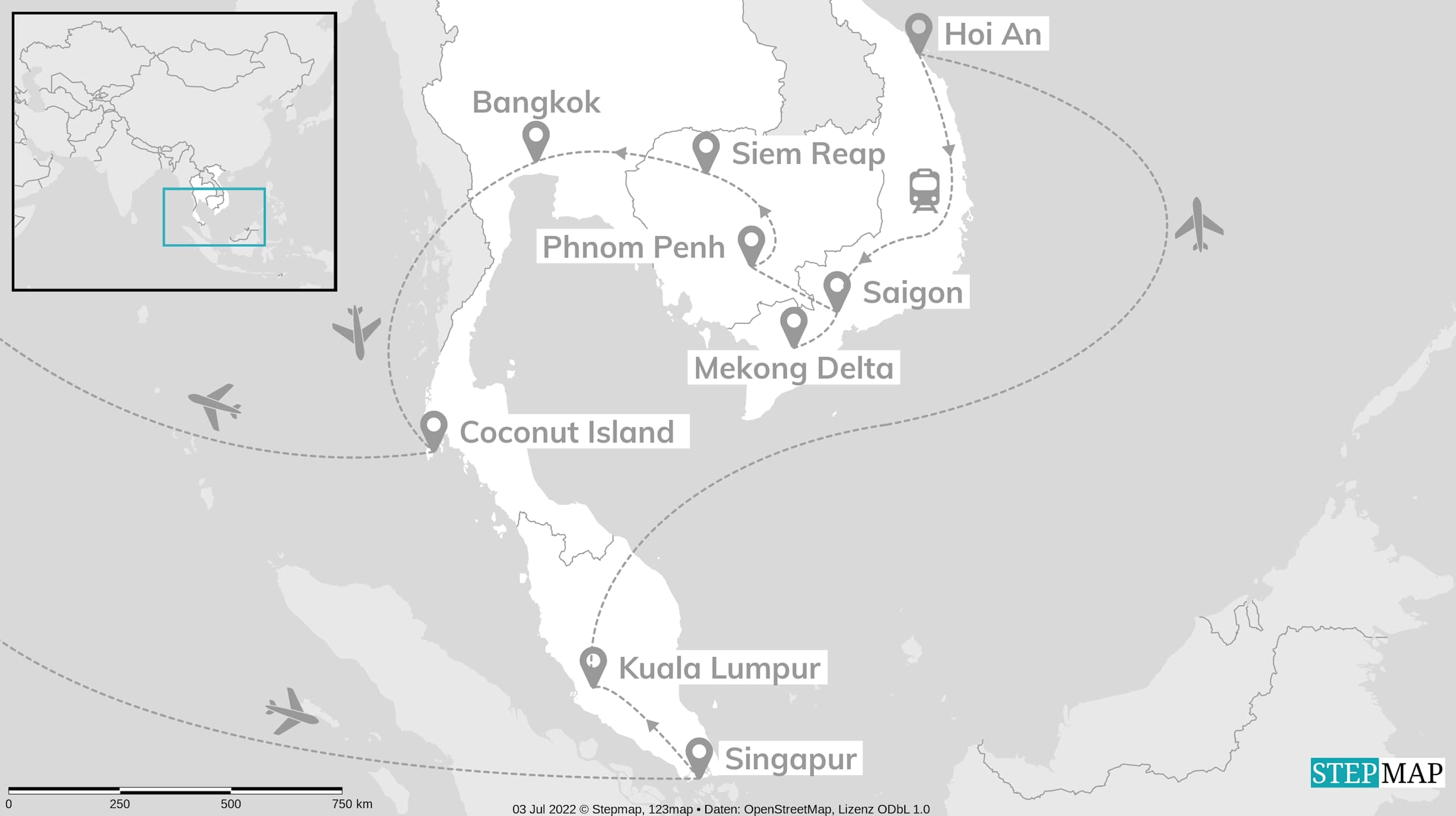5 Länder Asien: Von Singapur über Mekong bis Thailand